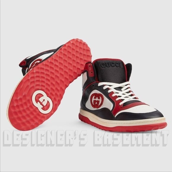 GUCCI Men 8.5 multi colored leather MAC80 Interlocking G high-top laced Sneakers - Picture 6 of 10
